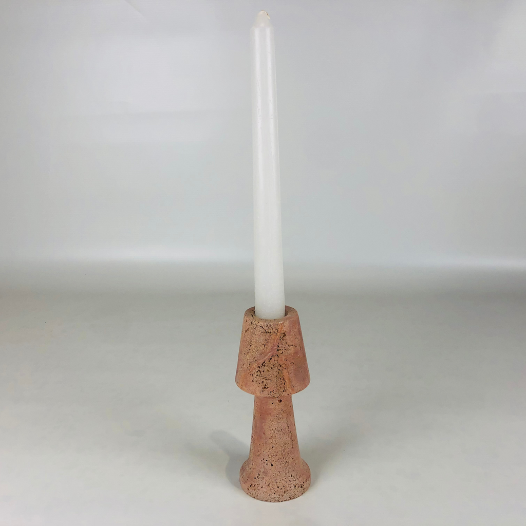 Cone Head Red Travertine Marble candle Stand