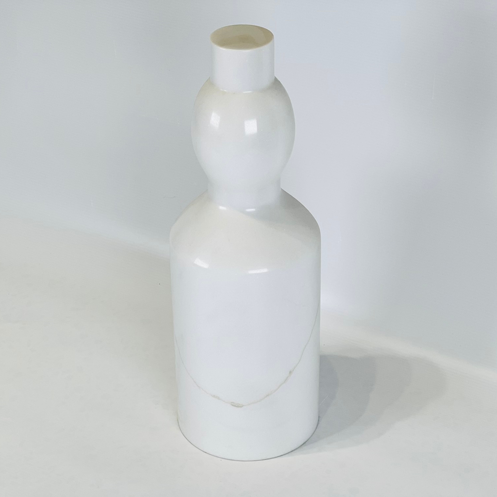 Bulb Neck White Marble Decor Bottle Candle Stand