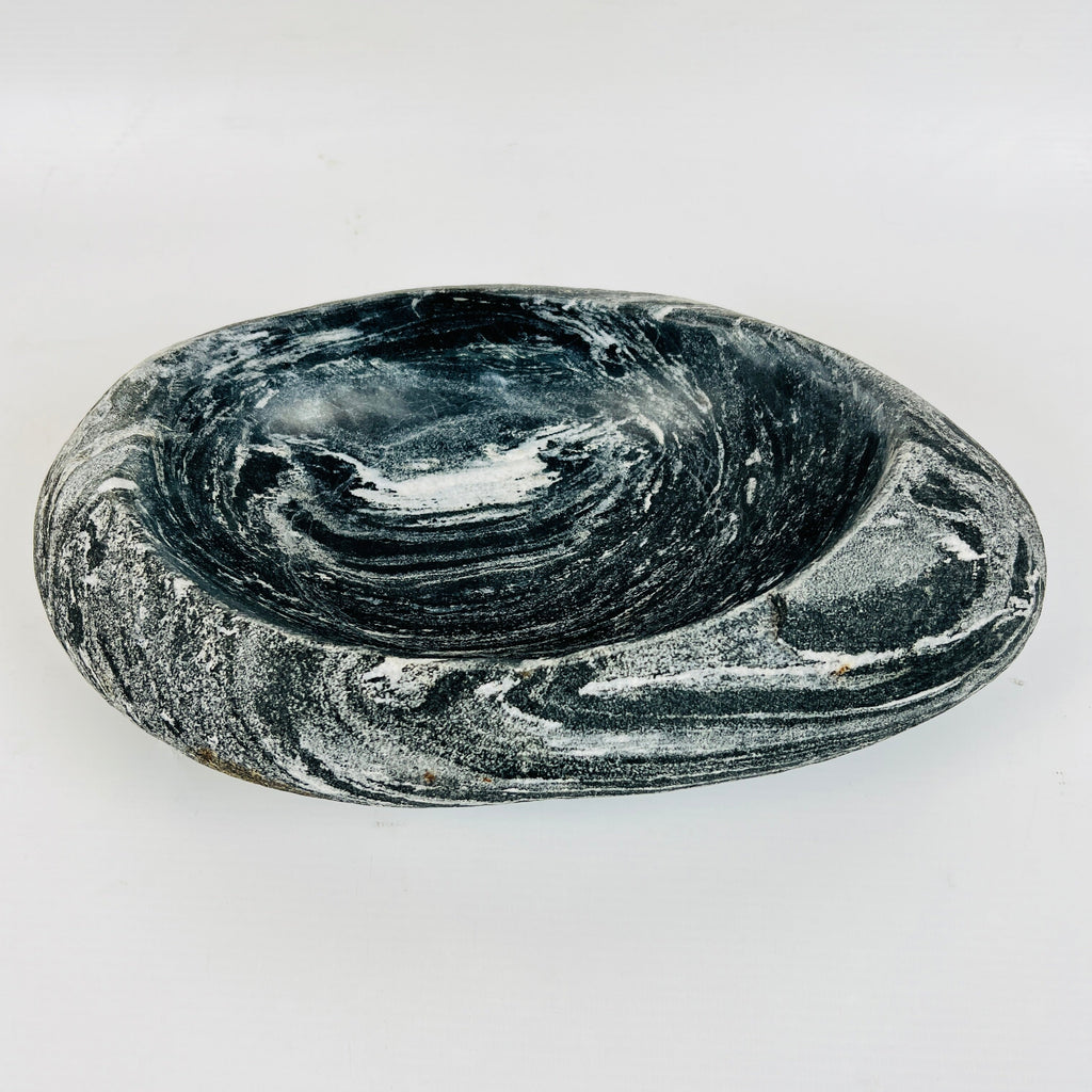 Dark Grey Spiral Lined Bowl