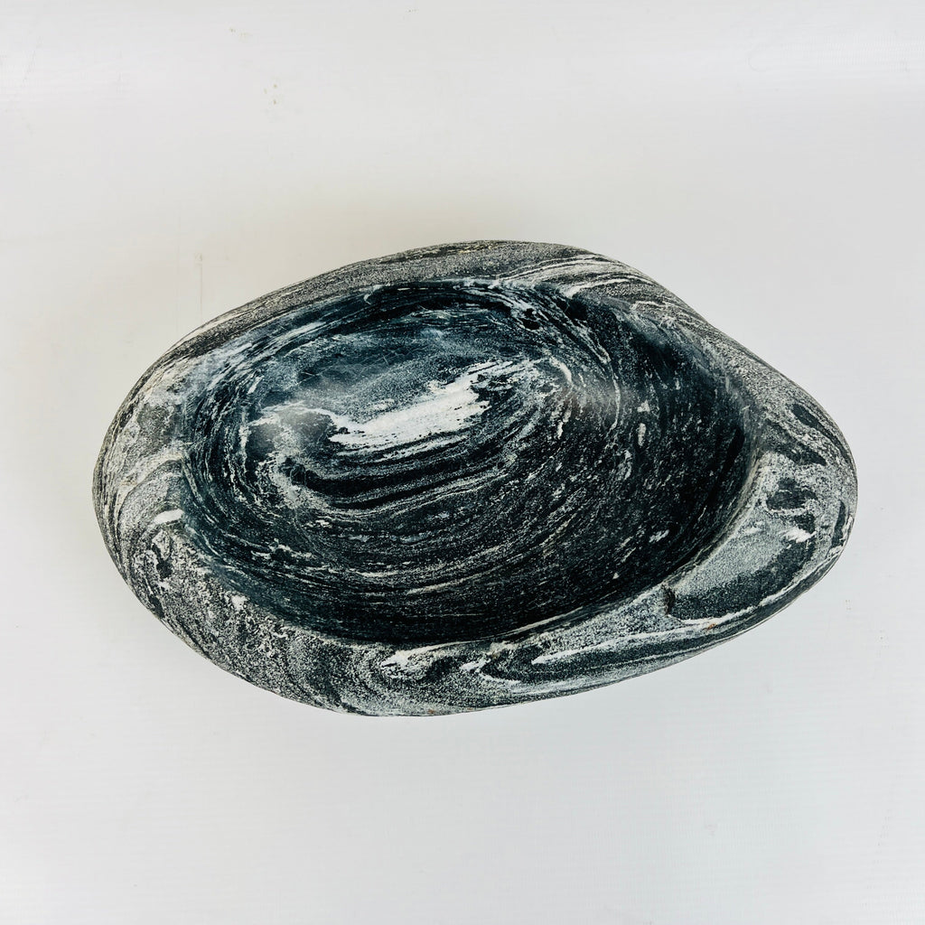 Dark Grey Spiral Lined Bowl