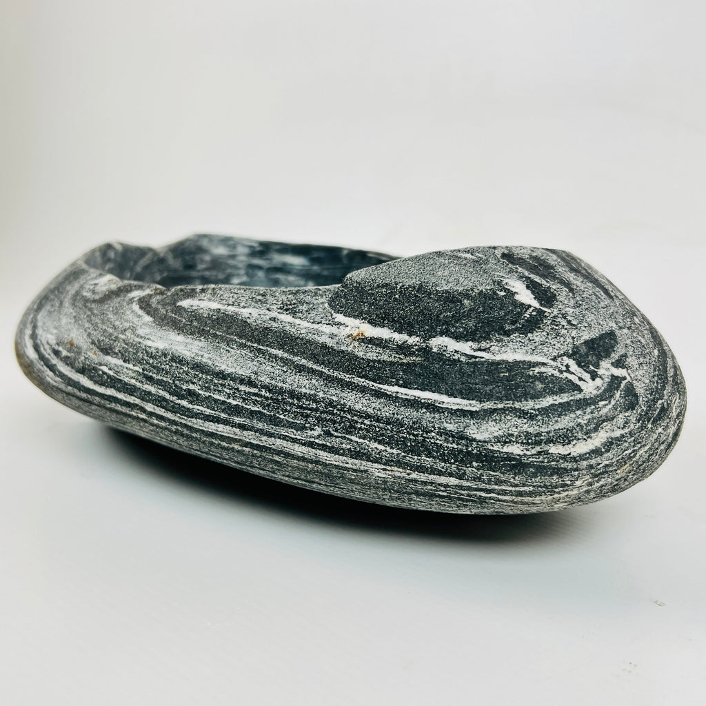 Dark Grey Spiral Lined Bowl