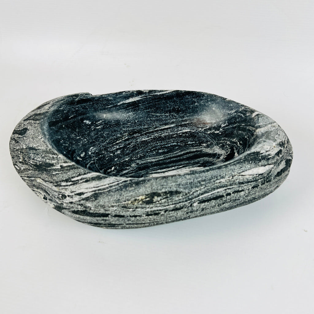 Dark Grey Spiral Lined Bowl