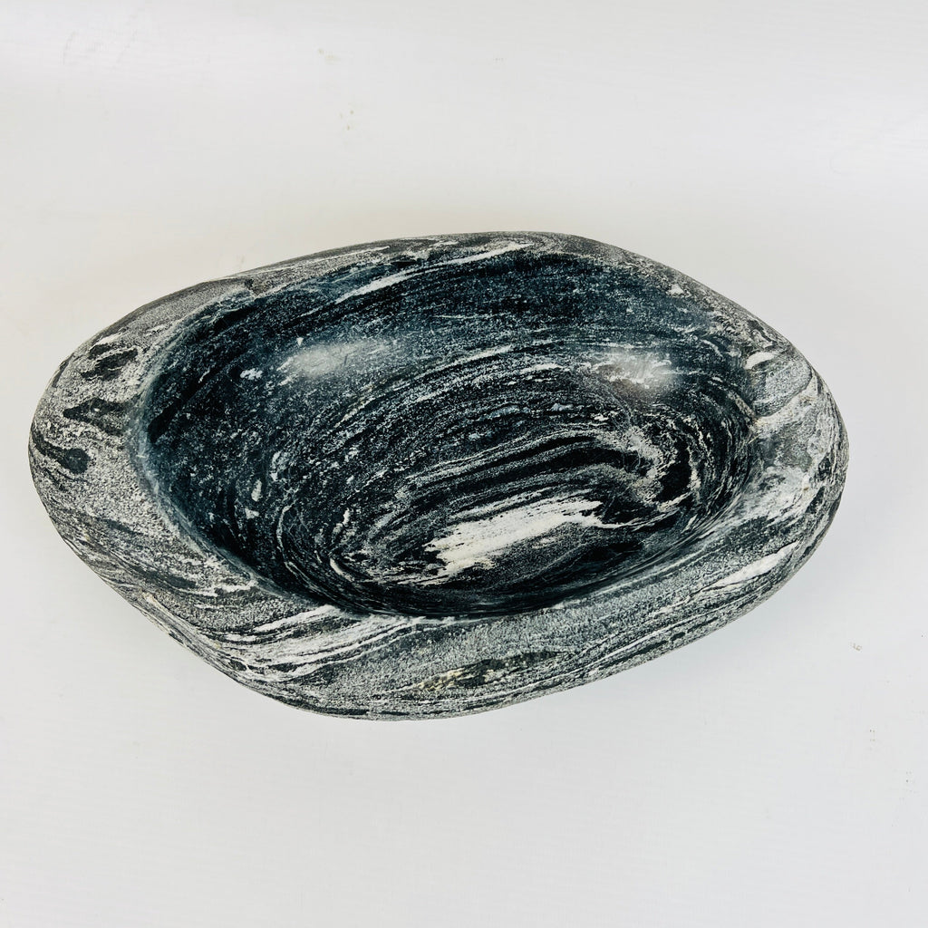 Dark Grey Spiral Lined Bowl