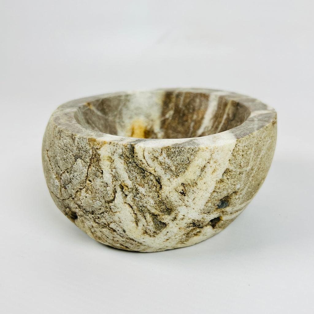 Brown White Lined Bowl