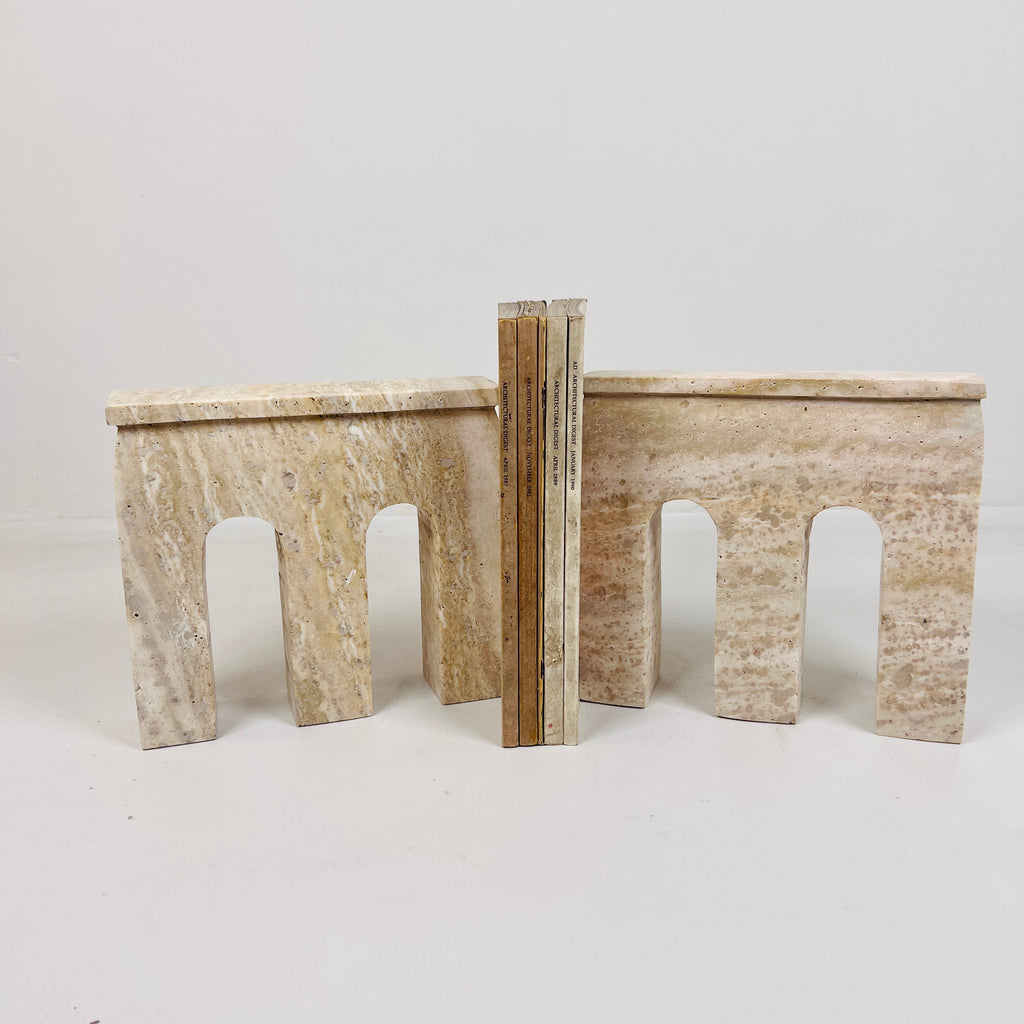 Handmade Travertine Bookend Pair