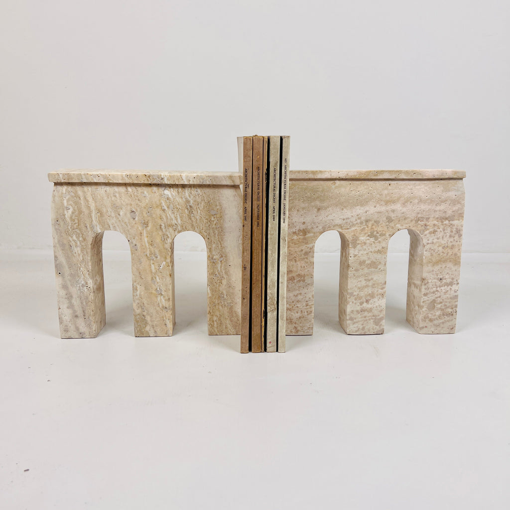 Handmade Travertine Bookend Pair