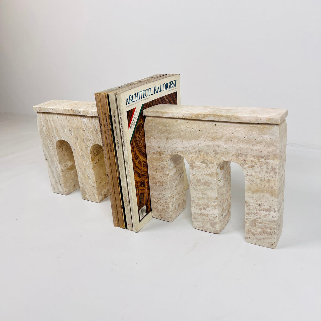 Handmade Travertine Bookend Pair