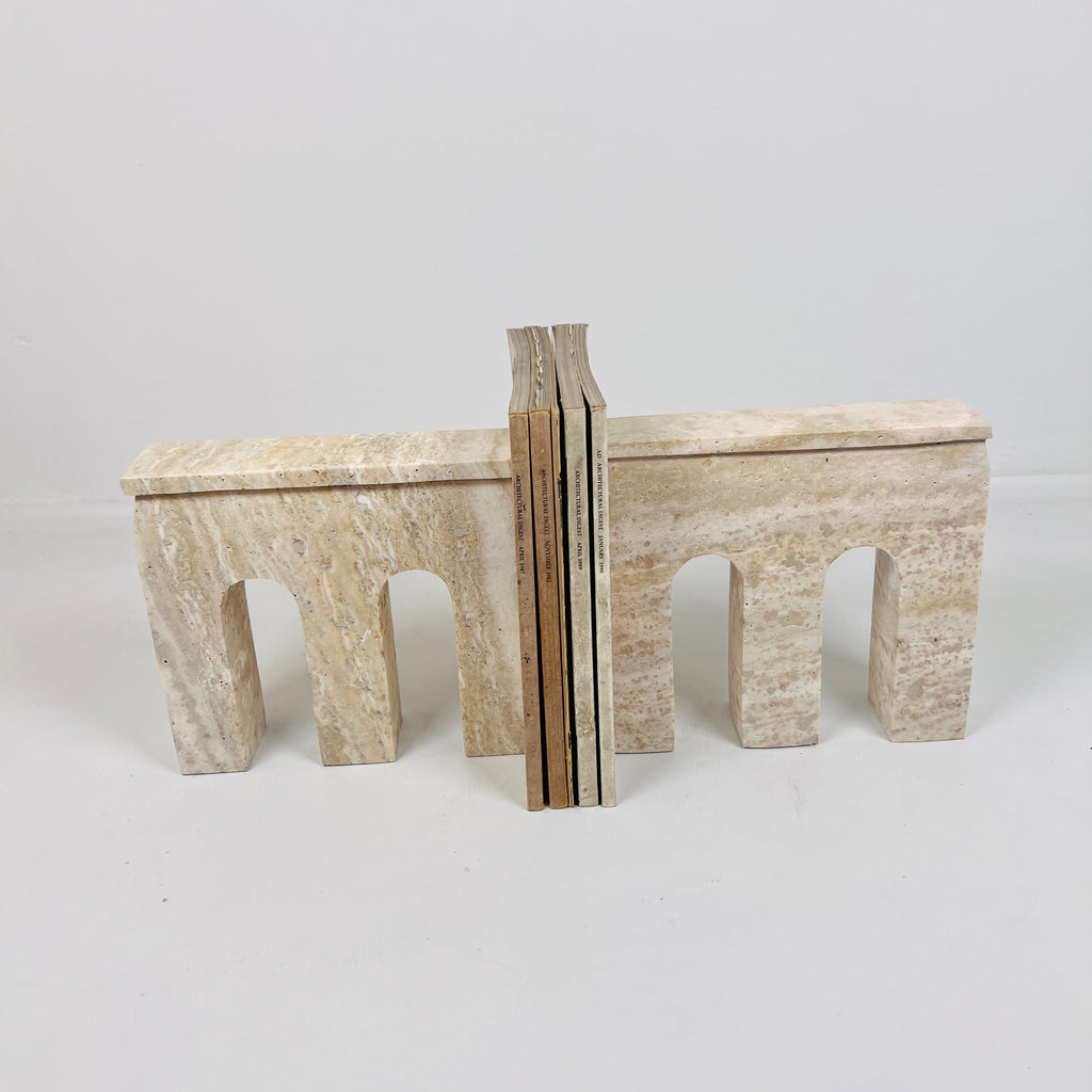 Handmade Travertine Bookend Pair