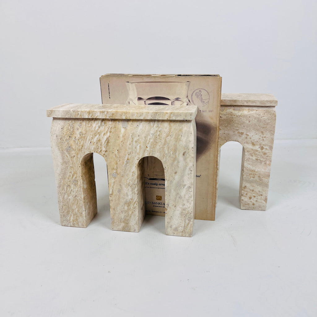 Handmade Travertine Bookend Pair