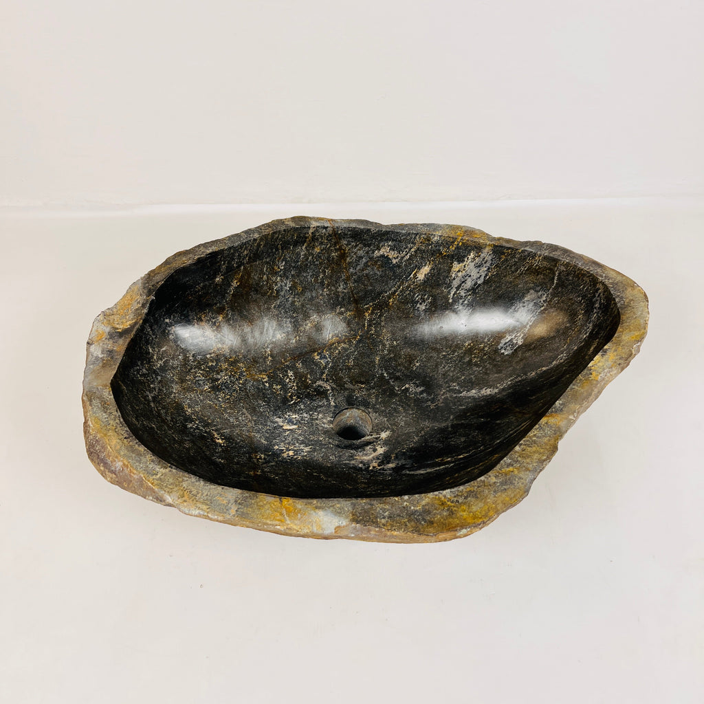 Amber Glazed River Stone Sink