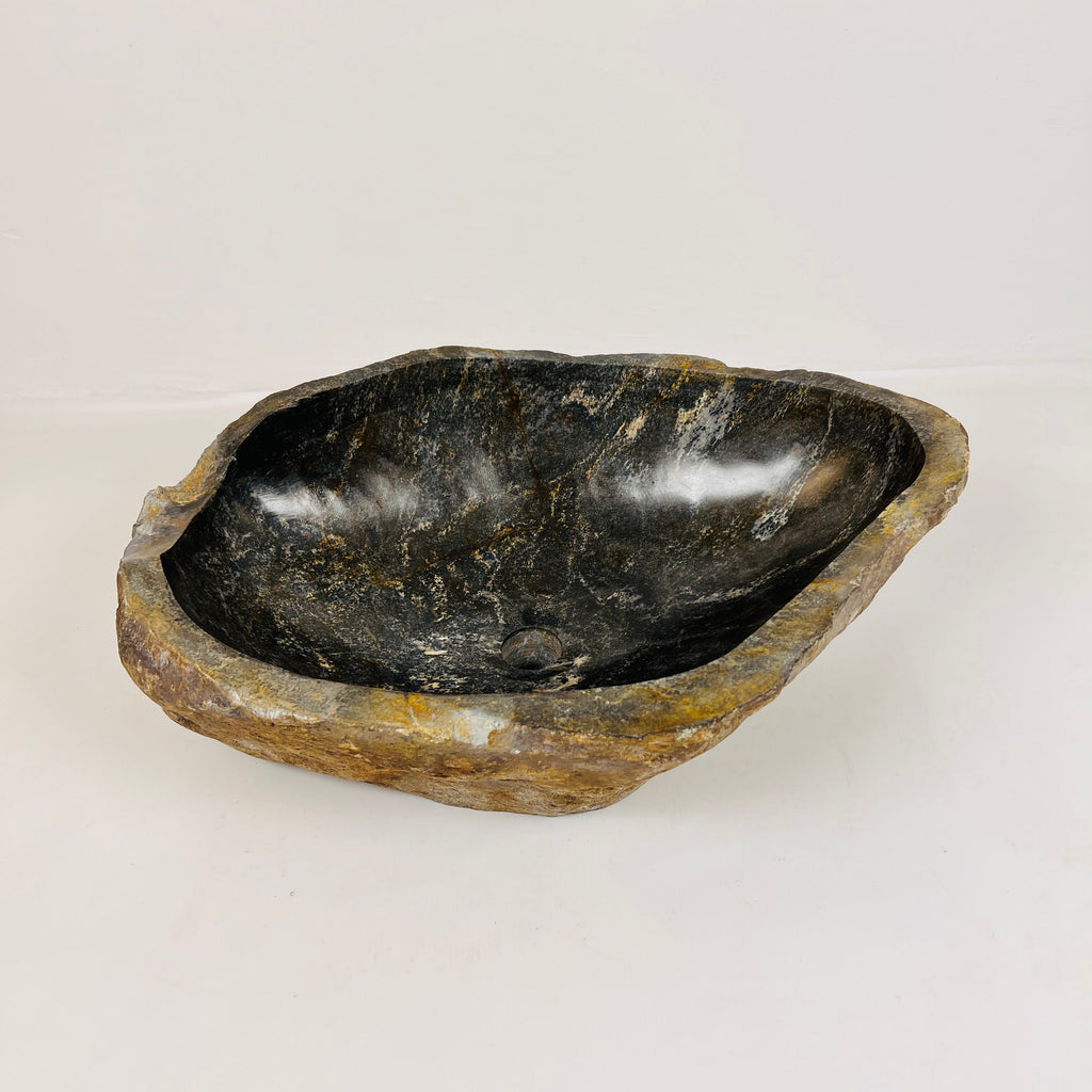 Amber Glazed River Stone Sink