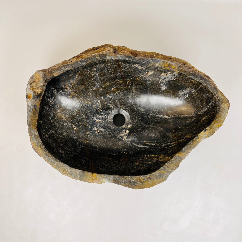 Amber Glazed River Stone Sink