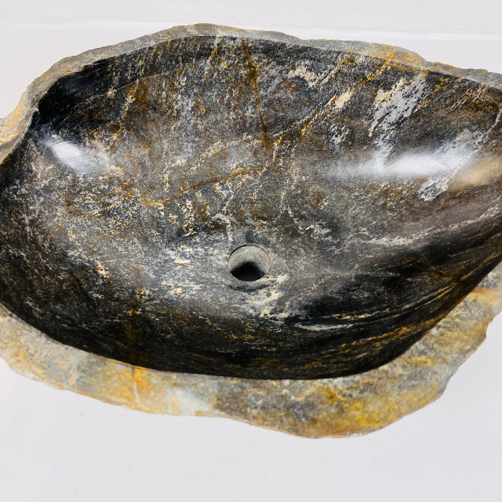 Amber Glazed River Stone Sink