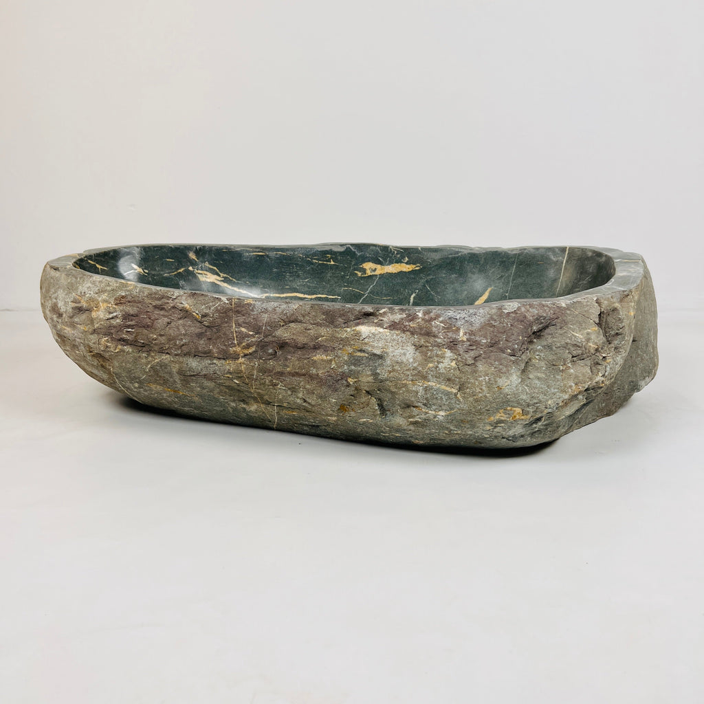 Emerald Green Gold Streaked River Stone Sink