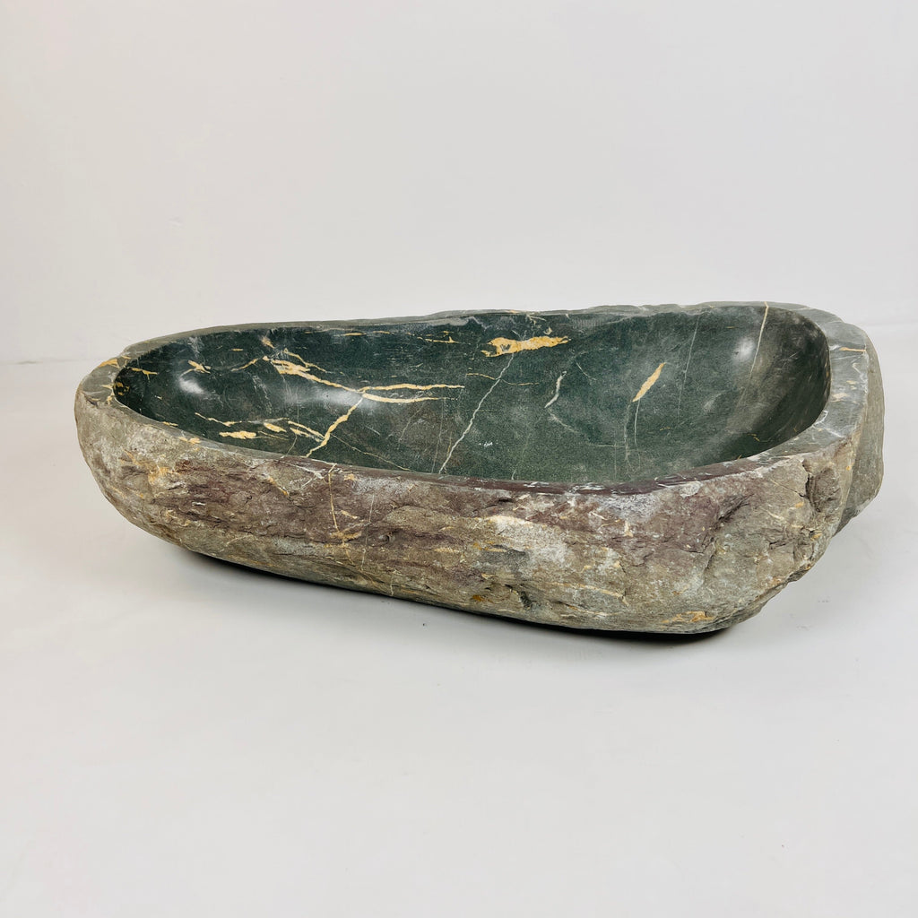 Emerald Green Gold Streaked River Stone Sink