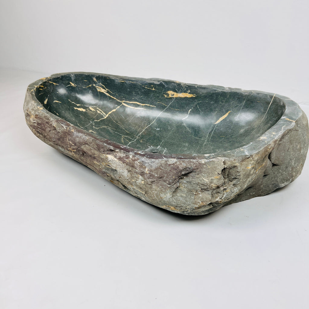 Emerald Green Gold Streaked River Stone Sink