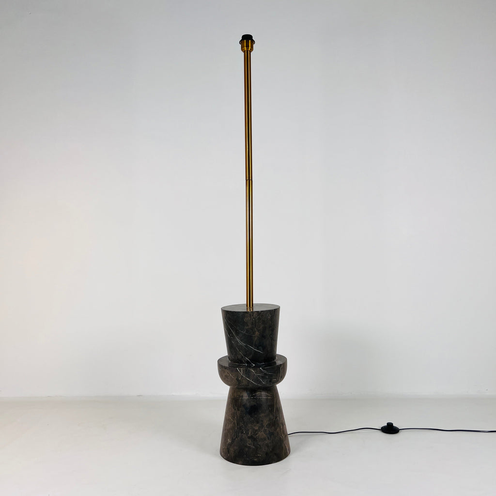 Ringed Burgundy Grazed Taxila Stone Floor Lamp