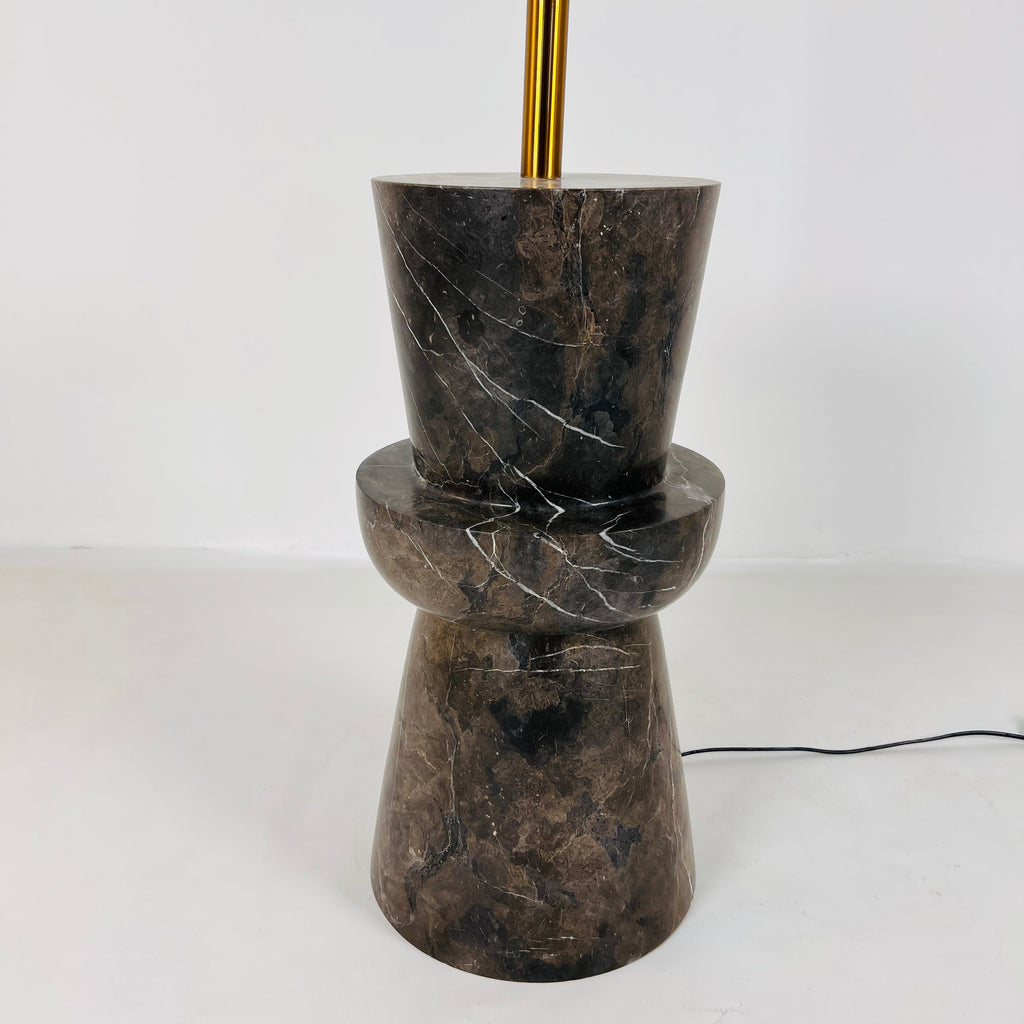 Ringed Burgundy Grazed Taxila Stone Floor Lamp