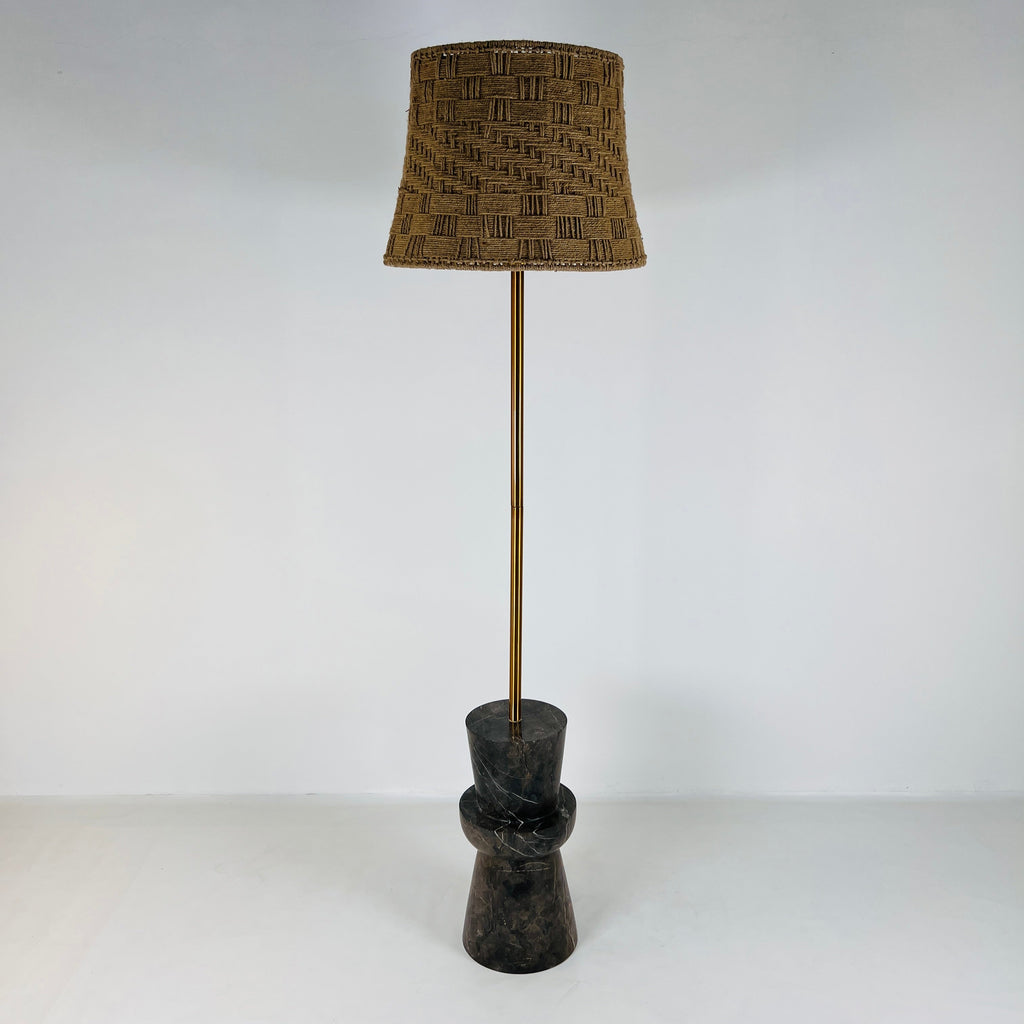 Ringed Burgundy Grazed Taxila Stone Floor Lamp