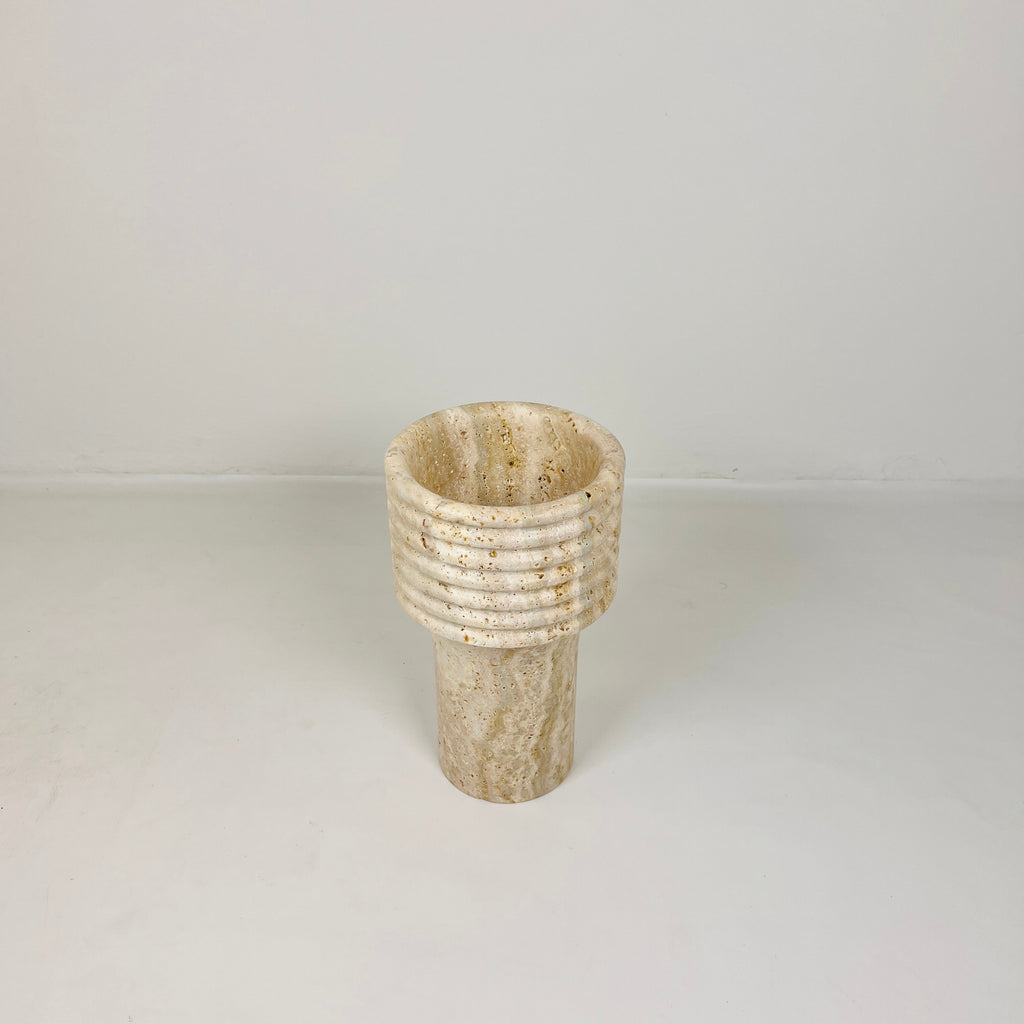 Stacked Ringed Travertine Vase (Large)