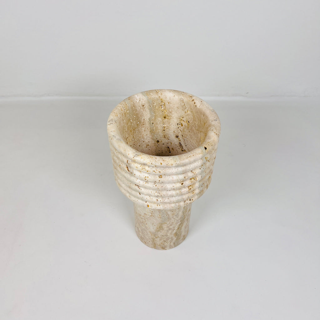 Stacked Ringed Travertine Vase (Large)