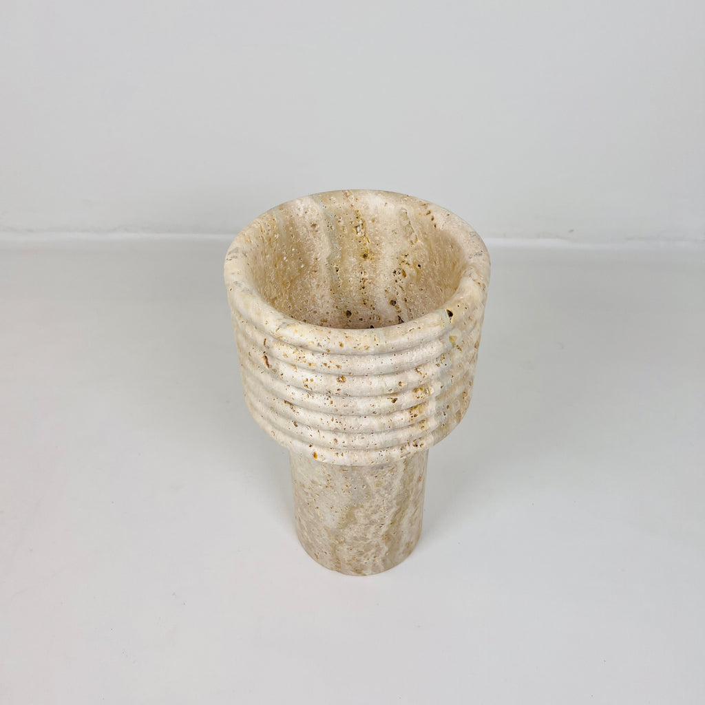 Stacked Ringed Travertine Vase (Large)