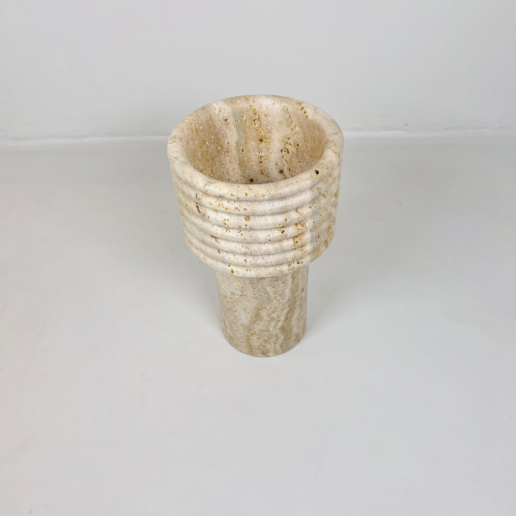 Stacked Ringed Travertine Vase (Large)