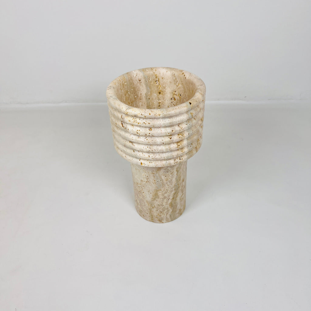 Stacked Ringed Travertine Vase (Large)