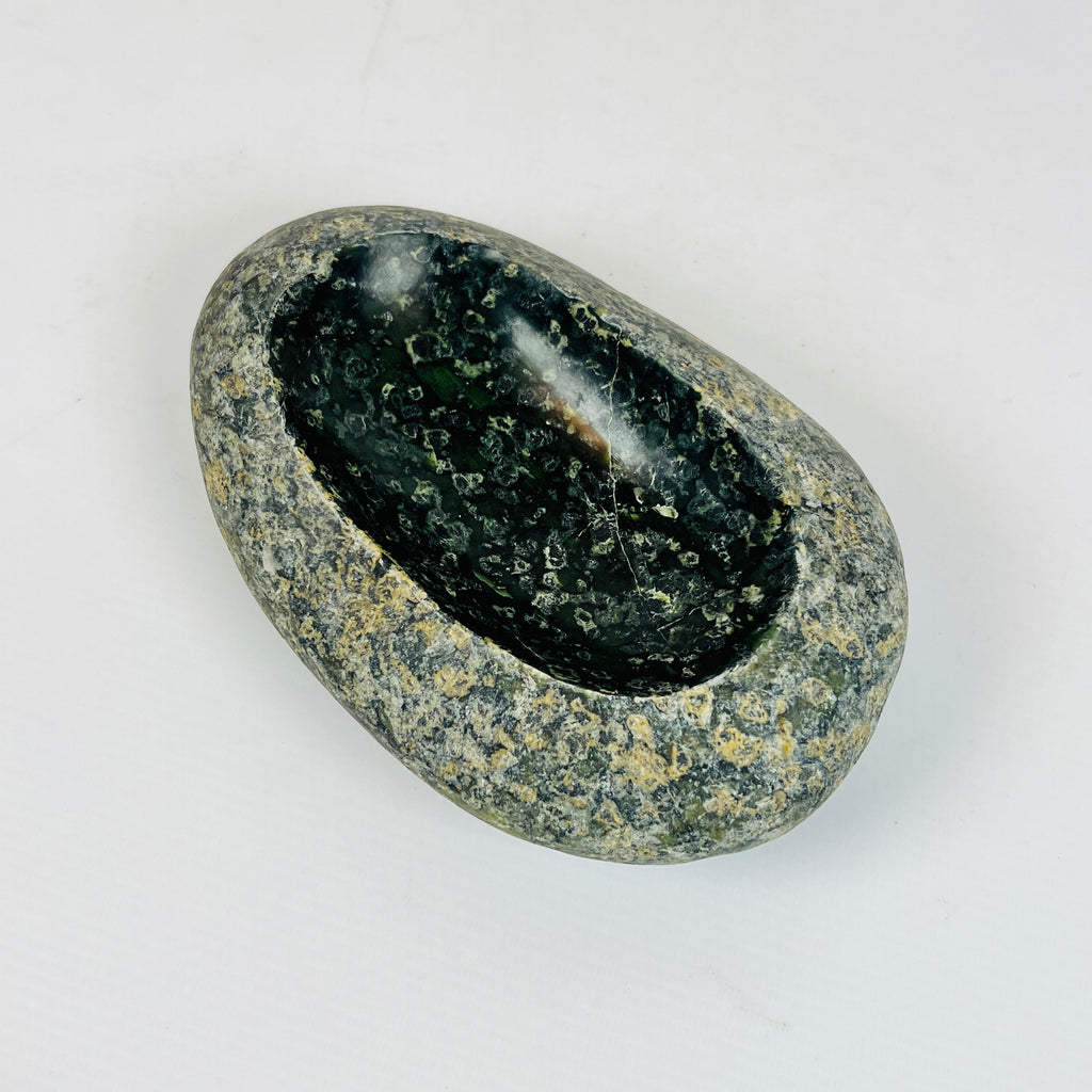 Riverstone Stone Deep Green Specked Soap Dish