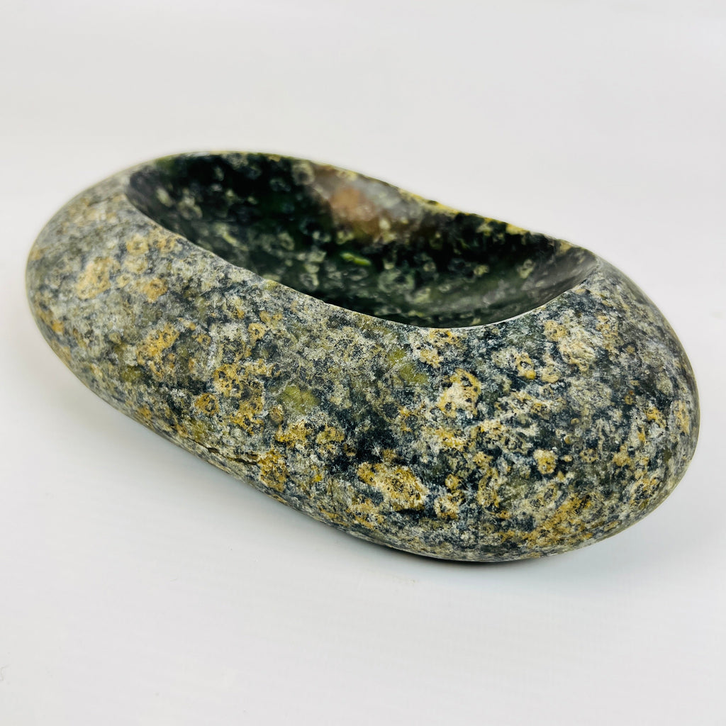 Riverstone Stone Deep Green Specked Soap Dish