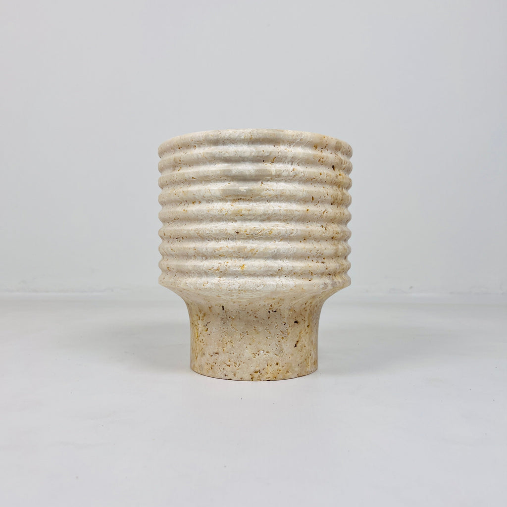 Stacked Ringed Travertine Vase (Small)