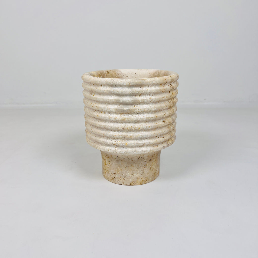 Stacked Ringed Travertine Vase (Small)