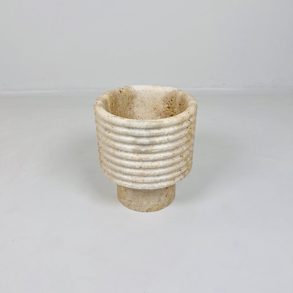 Stacked Ringed Travertine Vase (Small)