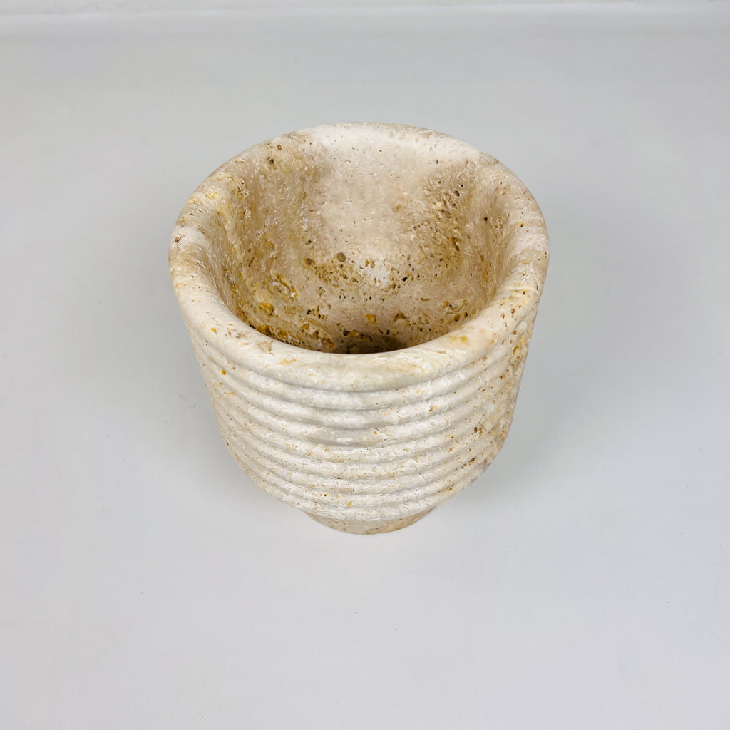 Stacked Ringed Travertine Vase (Small)