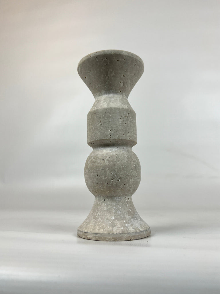 Pawn Bulged Travertine Candle Stand