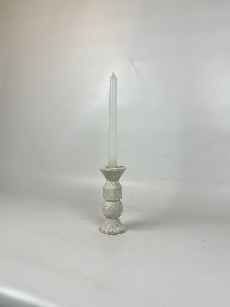 Pawn Bulged Travertine Candle Stand