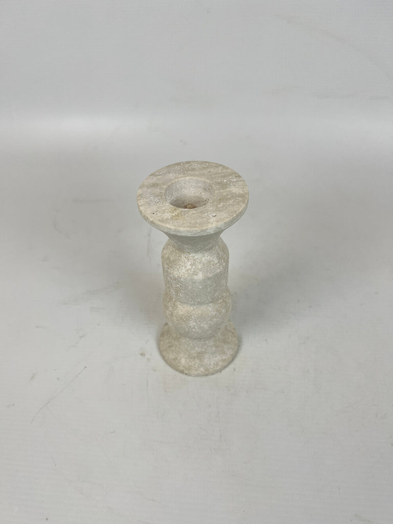 Pawn Bulged Travertine Candle Stand