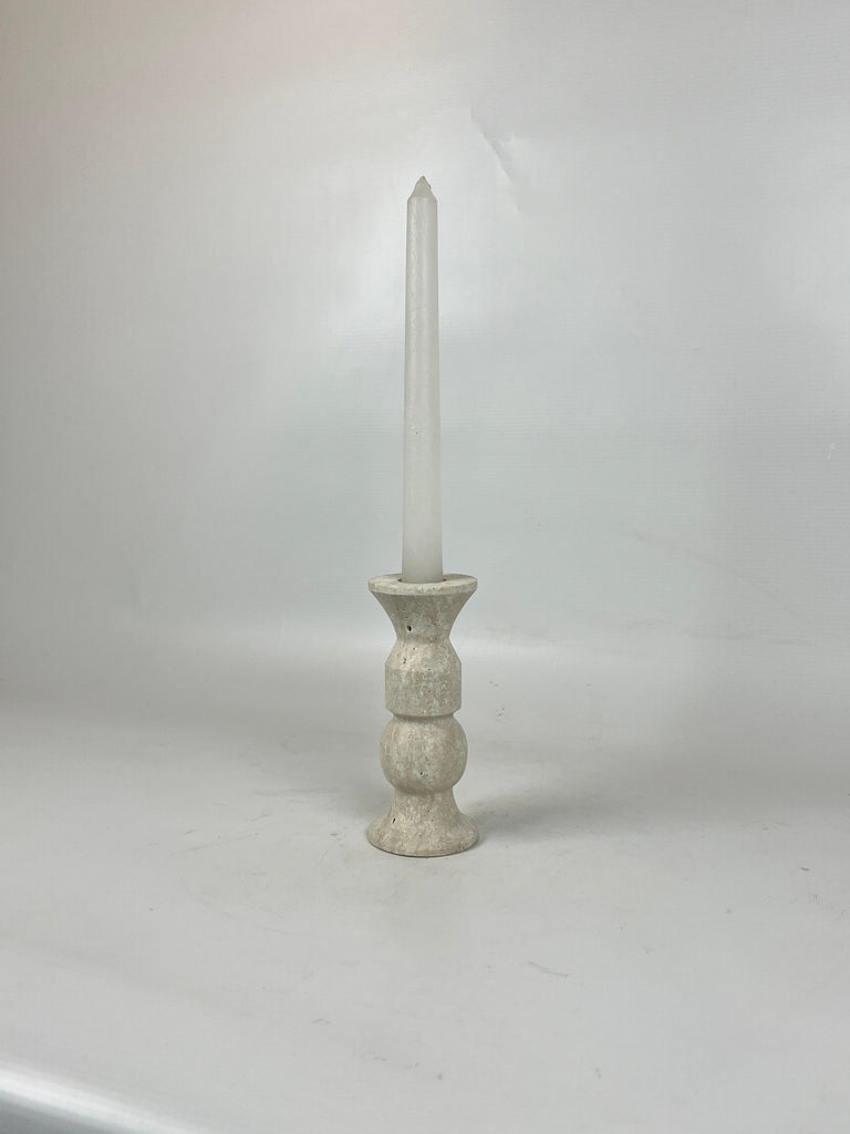 Pawn Bulged Travertine Candle Stand