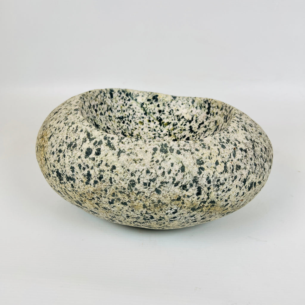 Black Dotted River Stone Bowl