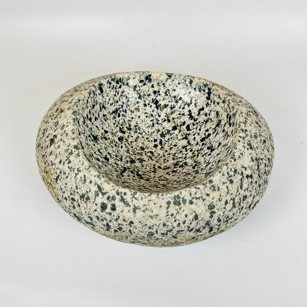 Black Dotted River Stone Bowl