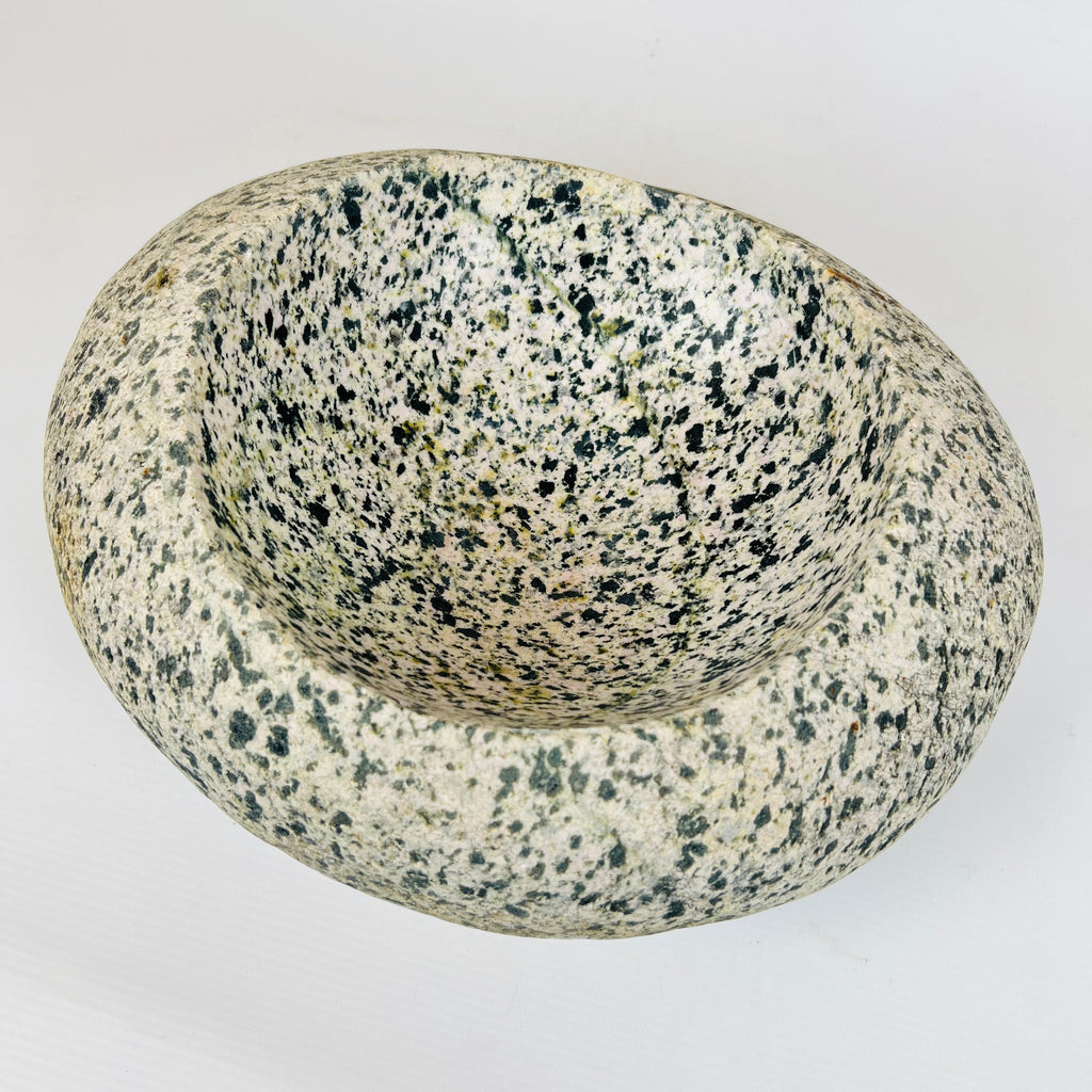 Black Dotted River Stone Bowl