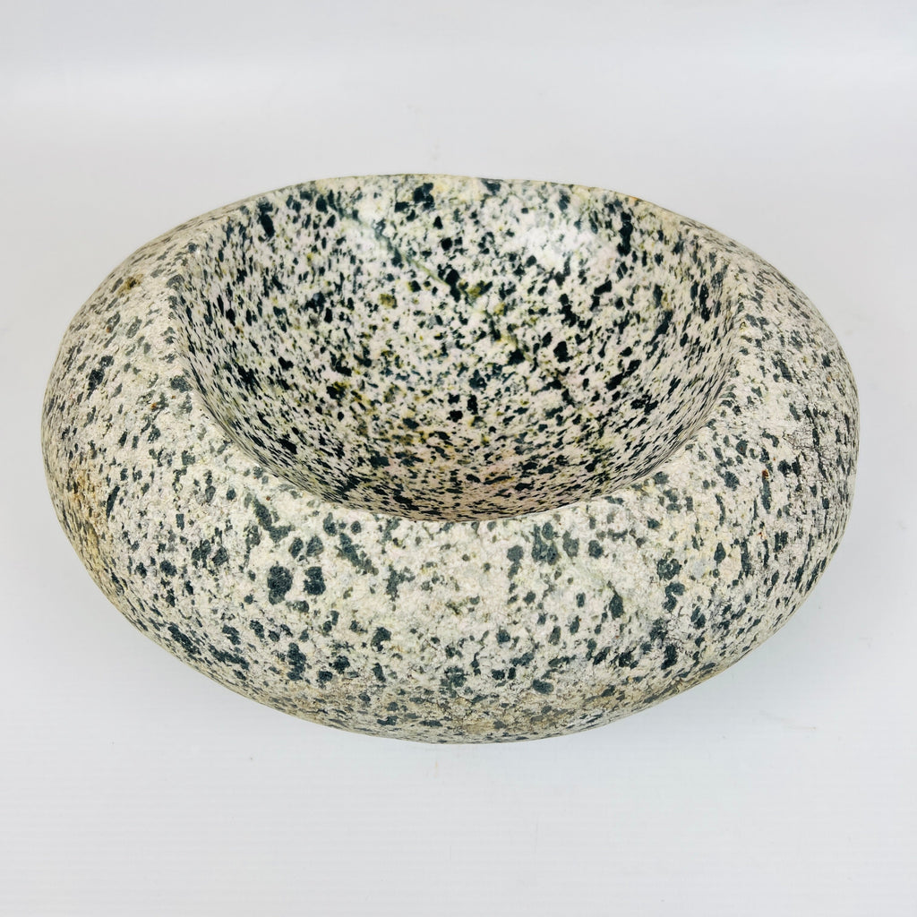 Black Dotted River Stone Bowl