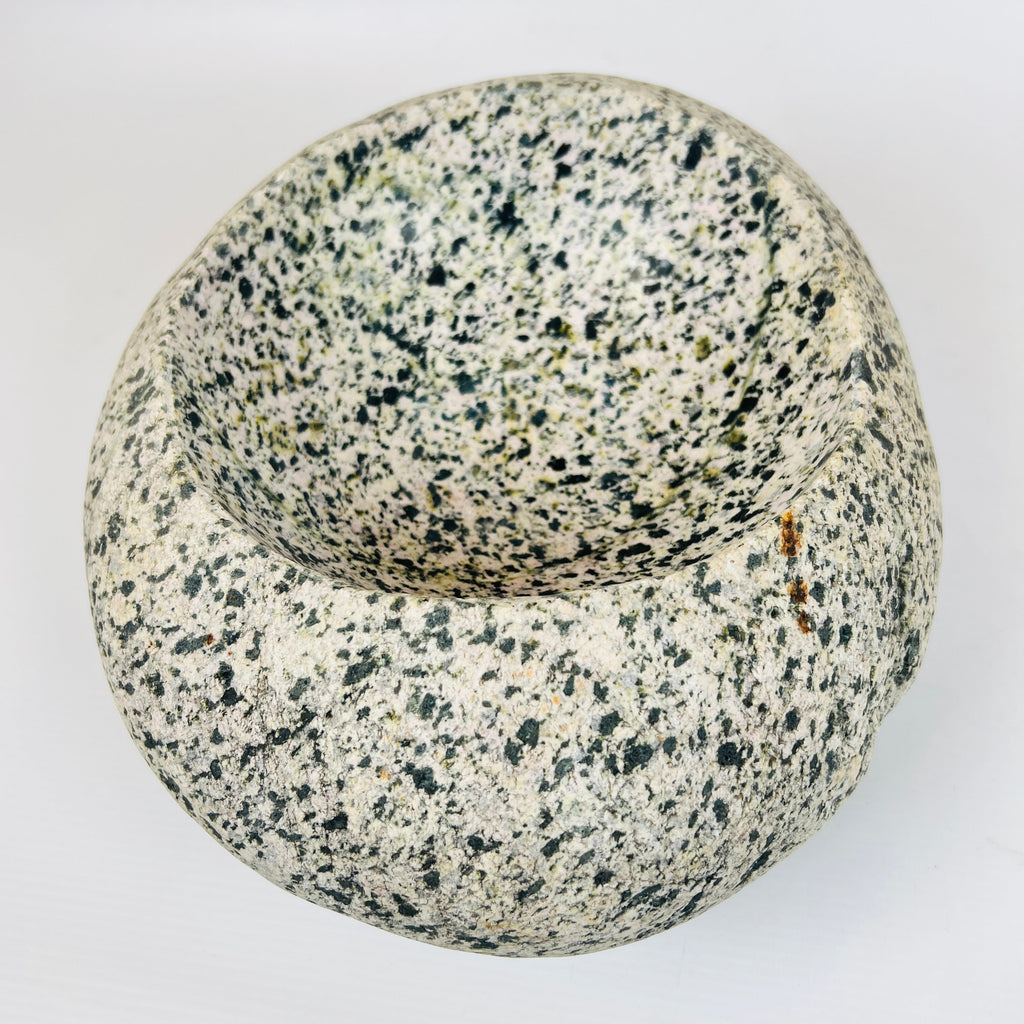 Black Dotted River Stone Bowl