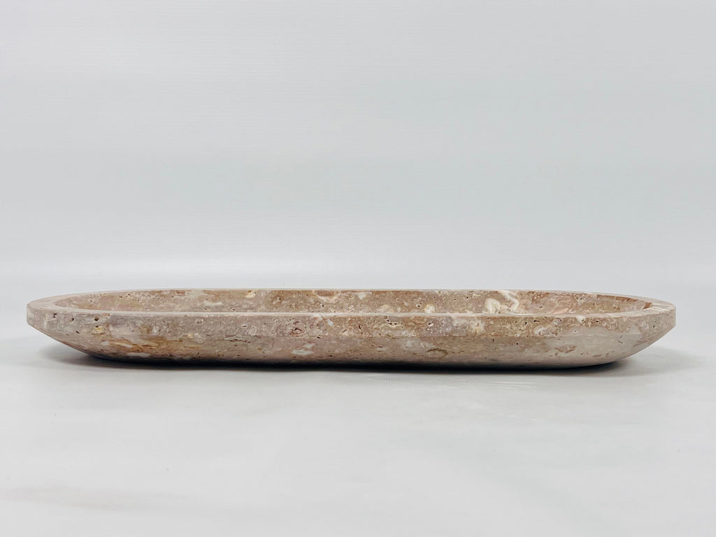 Travertine Oval White Splotched Tray