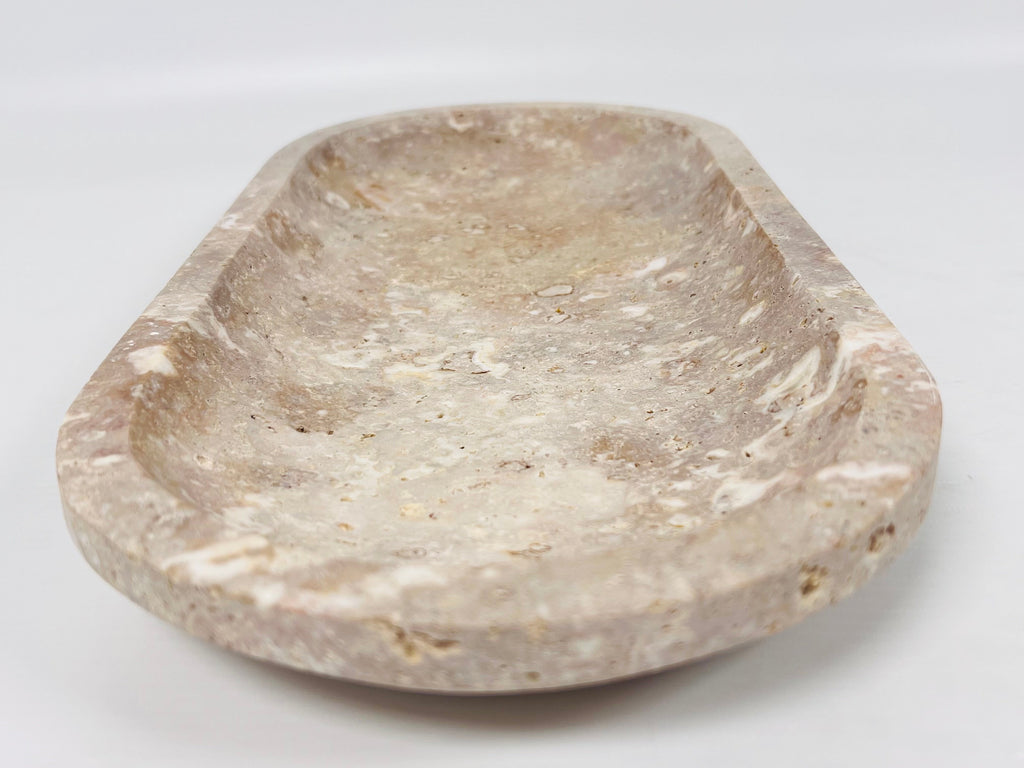 Travertine Oval White Splotched Tray