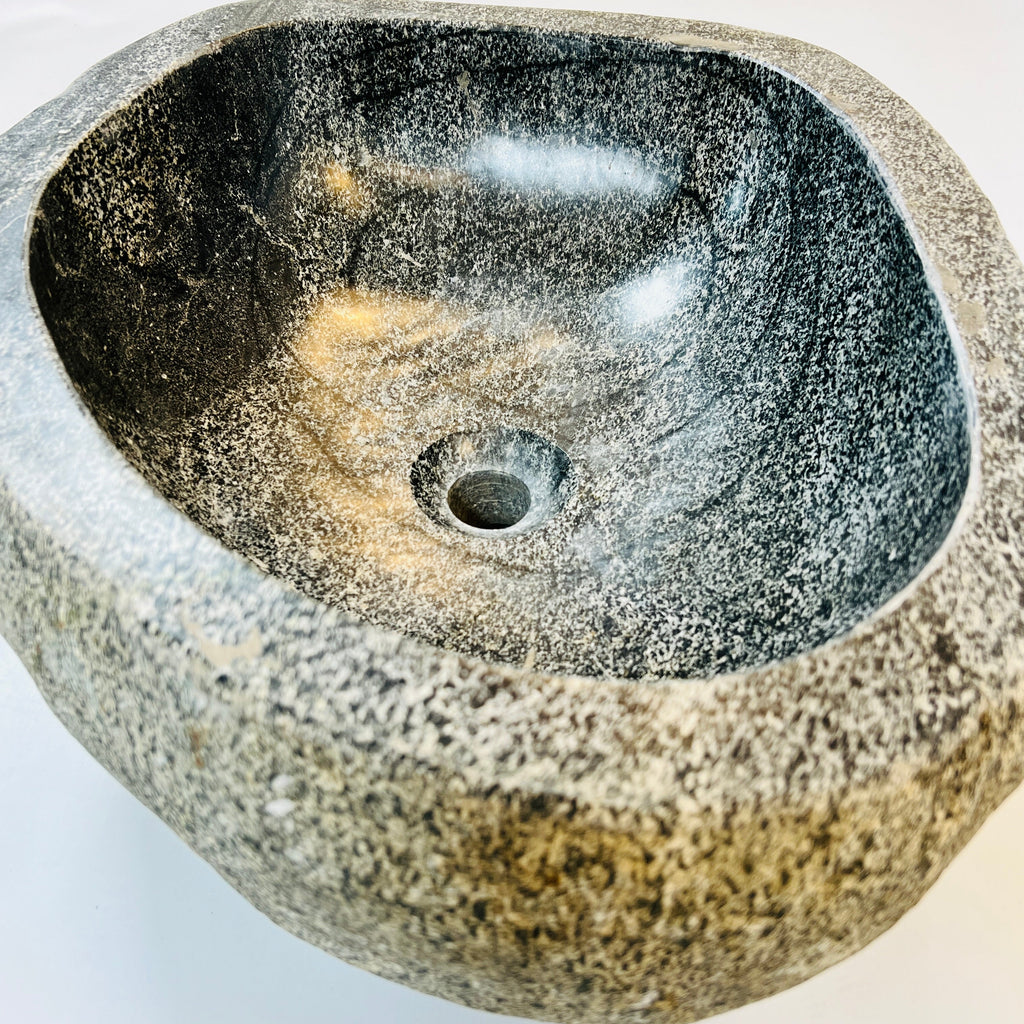 Black Splashed River Stone Sink