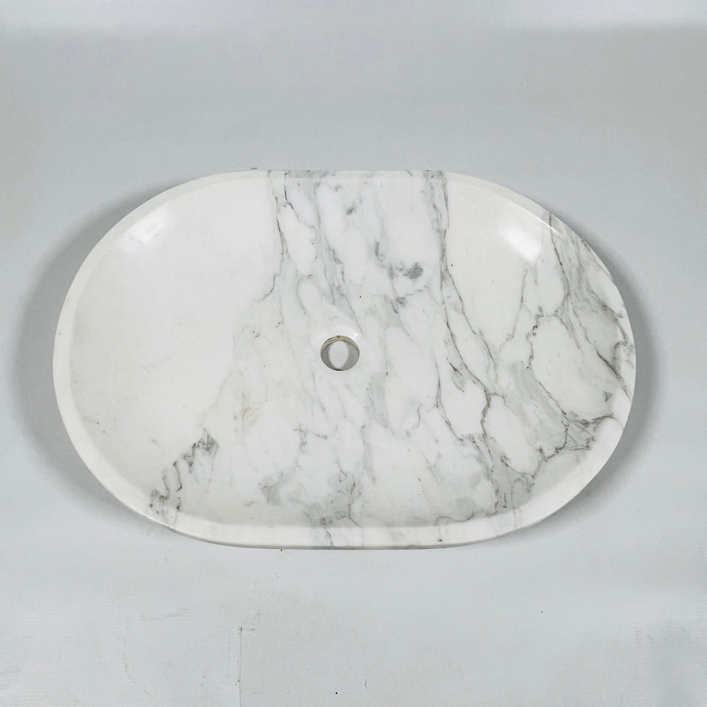 Short Oval Grey Marble Sink