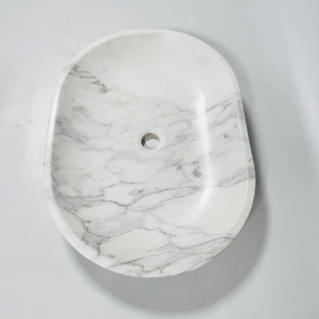 Short Oval Grey Marble Sink