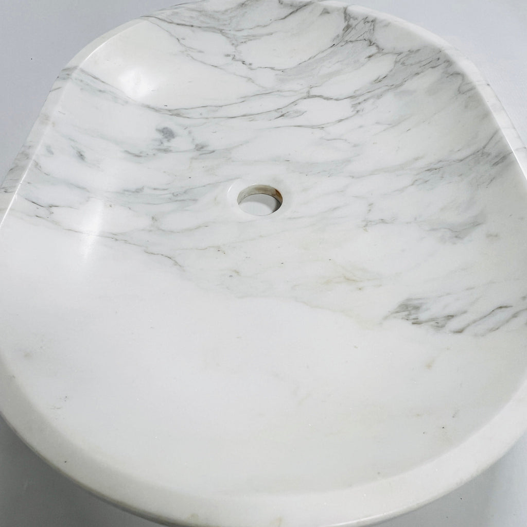 Short Oval Grey Marble Sink