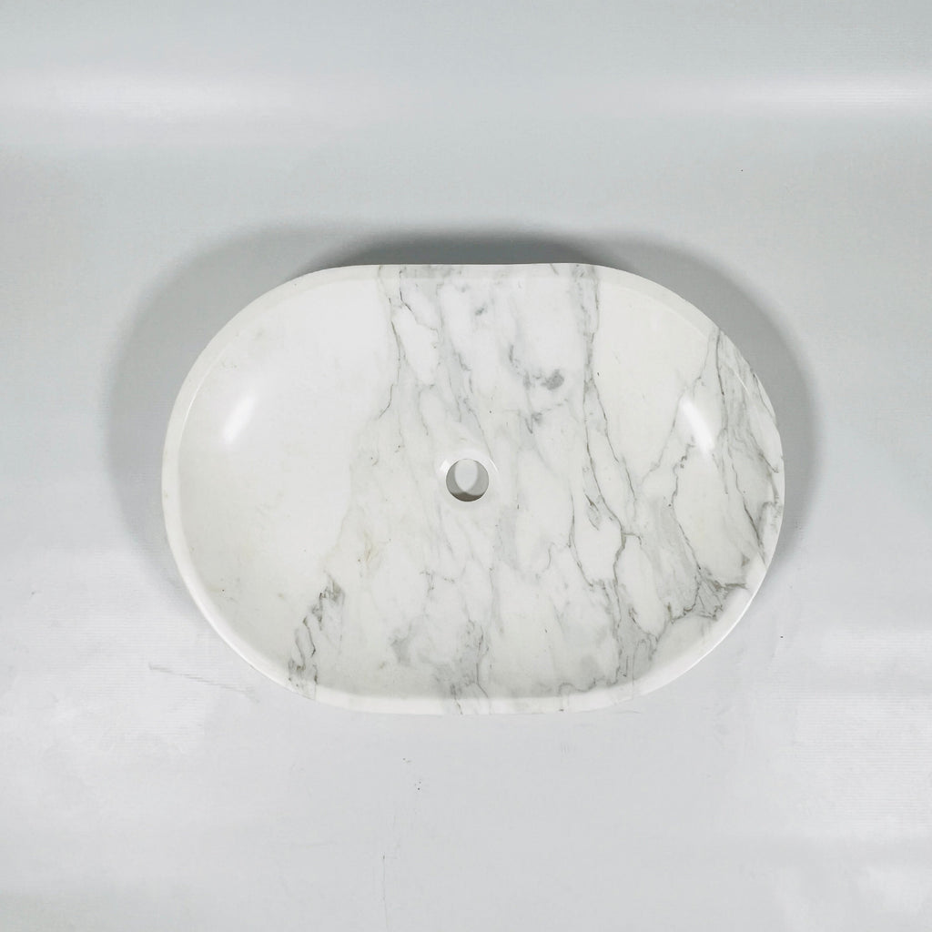 Short Oval Grey Marble Sink